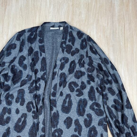 Susan Graver Open Front Long Sleeve Animal Print Chic Cardigan Sweater Large - Picture 2 of 15